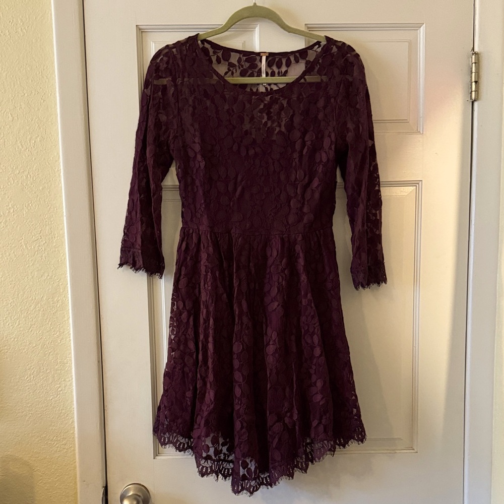 Free People Lace Dress in Deep Purple, size 8